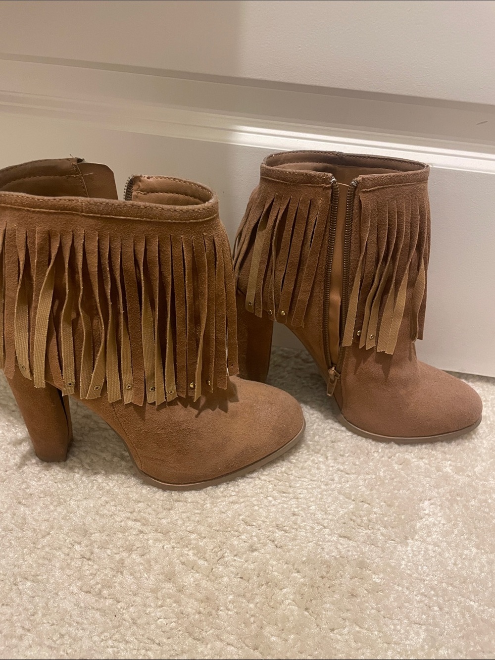 Forever 21 Brown Suede Fringe Ankle Booties